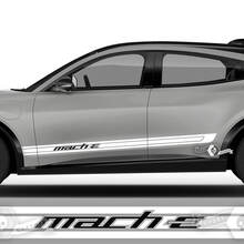 Paire Ford Mustang MACH-E MACH E Rocker Panel Logo Outline Stripes Side Door Decal autocollants en vinyle 2 couleurs
 2