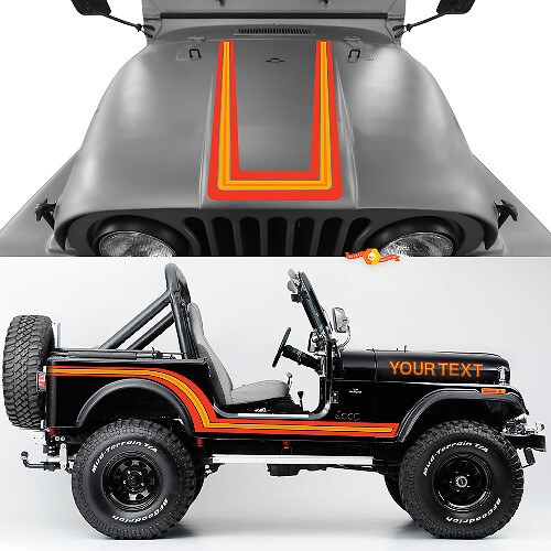Kit d'autocollants en vinyle pour capot, panneau à bascule latéral, garde-boue avant et arrière, Jeep Renegade CJ7, autocollants graphiques - Orange
