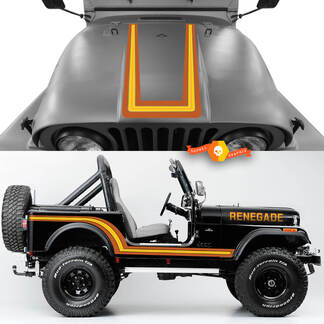 Kit de panneaux de bascule latéraux de capot, garde-boue avant et arrière, Jeep Renegade CJ7, autocollants graphiques en vinyle, couleur sable
