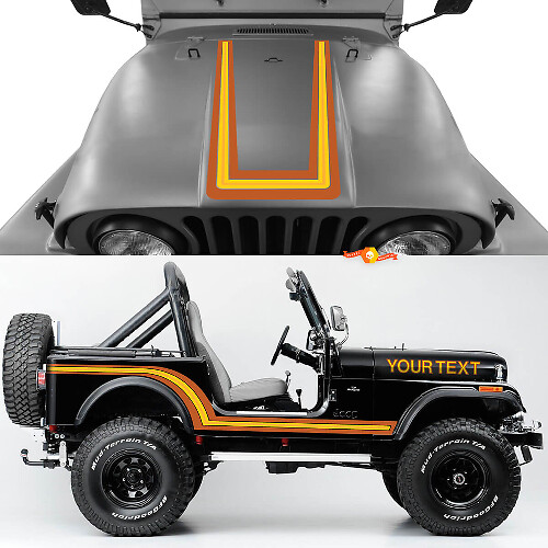 Kit d'autocollants en vinyle style vintage pour capot et bandes latérales pour Jeep CJ7 1984-1986