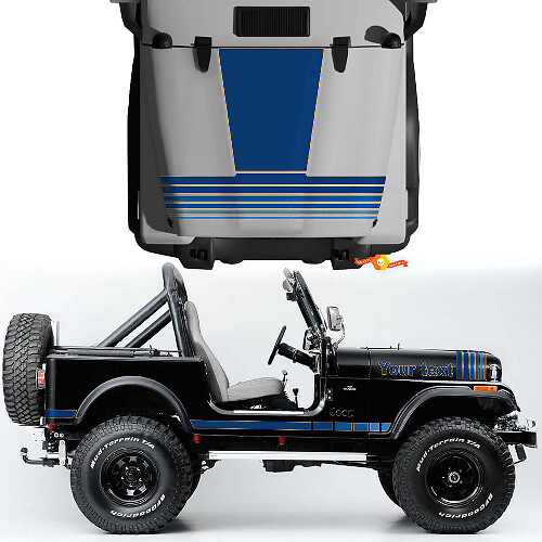 Kit de décalcomanies en vinyle style vintage pour capot et bandes latérales Jeep CJ7 Renegade 1984-1986