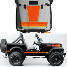 Kit de décalcomanies en vinyle style vintage pour capot et bandes latérales Jeep CJ7 Renegade 1984-1986_2