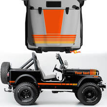Kit de 2 autocollants vinyle bandes larges vintage pour capot latéral Jeep Renegade CJ7 2