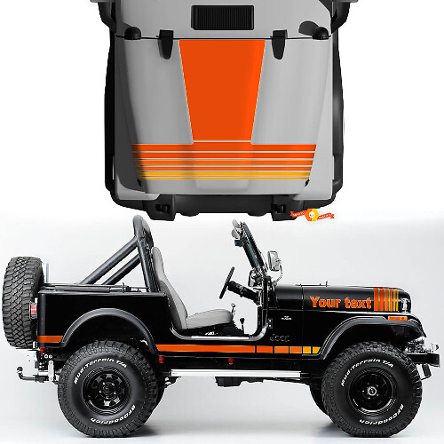 Kit d'autocollants vinyles latéraux vintage à larges rayures pour capot Jeep Renegade CJ7