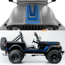 Kit d’autocollants en vinyle à bandes vintage latérales pour capot pour Jeep Renegade CJ7_2
