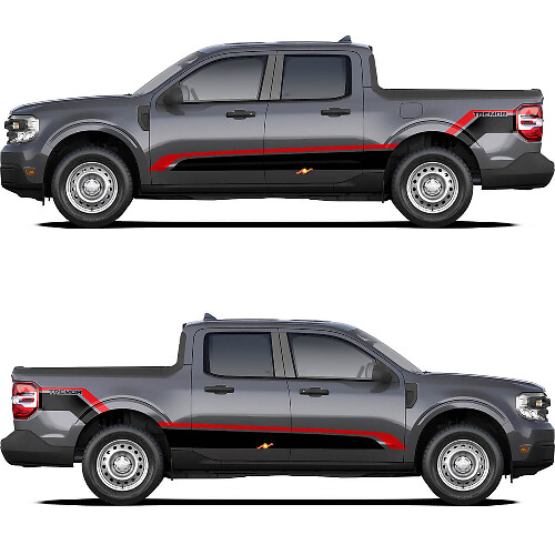 Kit d'autocollants en vinyle pour capot avec carte topographique et bandes latérales pour Musclecar Maverick Tremor