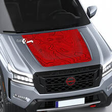 Nissan Frontier 2024 Pro-4x Autocollant de capot en vinyle Carte topographique Lignes de contour Autocollant graphique occultant
 2