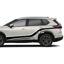 Kit d'autocollants vinyle à bandes latérales courbes doubles pour Nissan Rogue_2