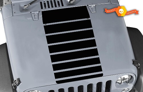 Autocollant en vinyle bande stroboscopique noir mat pour capot Jeep Wrangler