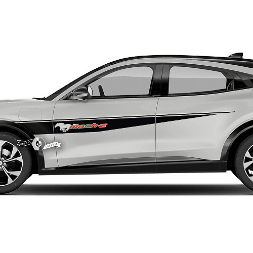 Paire Ford Mustang MACH-E MACH E Garde-boue avant Top Line Stripes Logo de porte latérale Autocollants en vinyle 2 couleurs
