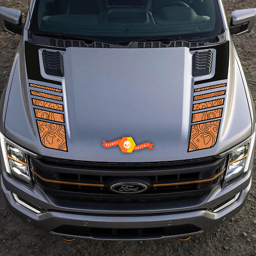 Musclecar truck Tremor Pickup Hood Graphique Carte Topographique Musclecar Vinyle Autocollants Décalcomanies 2 Couleurs
