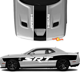 SRT Hemi Dodge Challenger Hellcat Autocollants latéraux et de capot en vinyle
