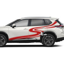 Paire Nissan Rogue Porte latérale Garde-boue arrière Rayures Route sinueuse Autocollant Autocollant Vinyle Graphique
 2