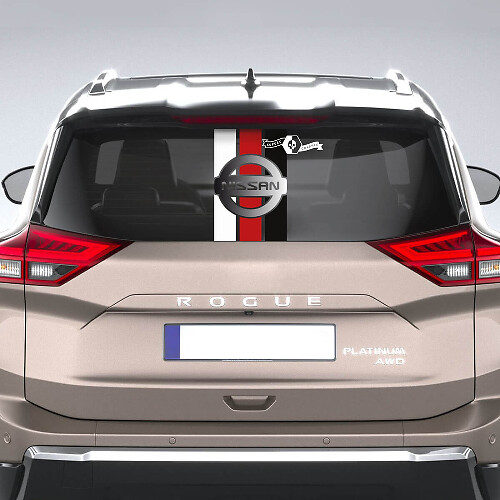 Autocollant de fenêtre arrière pour Nissan Rogue, autocollant en vinyle graphique à rayures tricolores
