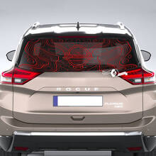 Autocollant de fenêtre arrière pour Nissan Rogue avec graphique en vinyle de carte topographique
 3