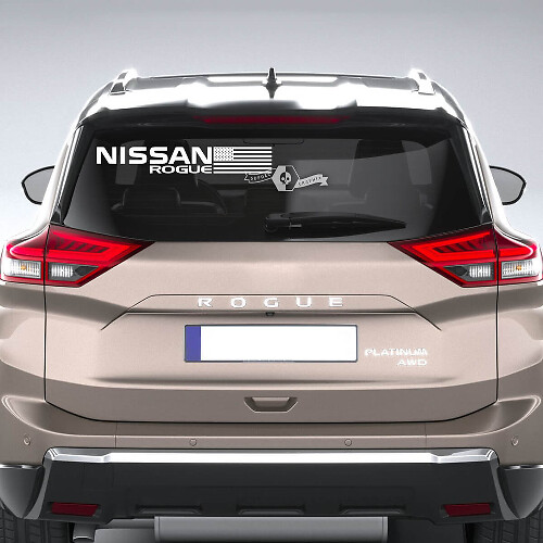 Lettrage de marque et autocollant vinyle drapeau USA pour lunette arrière Nissan Rogue