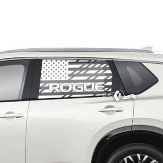 Nissan Rogue USA Drapeau Côté Fenêtre Arrière Vinyle Autocollant Graphique

