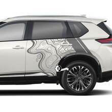 Carte topographique Nissan Rogue avec rayures portes latérales vinyle autocollant graphique
 2