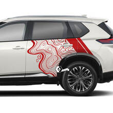 Carte topographique Nissan Rogue avec rayures portes latérales vinyle autocollant graphique
 3