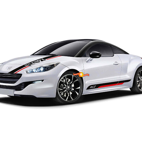 Kit d’autocollants vinyle style course avec bandes latérales pour Peugeot RCZ Coupé