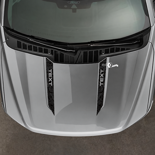 TEXT Ensemble de 2 Lames de Capot Topographique Grises Autocollant Vinyle pour Ford F-150 2021-2024
