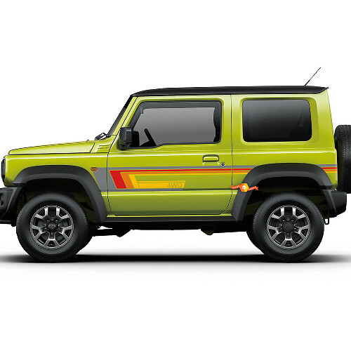 2X Suzuki JIMNY 4WD vintage Color Stripes Portes latérales autocollant autocollant graphique
