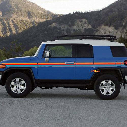 Autocollant à rayures en trois couleurs pour portes latérales Toyota FJ Cruiser
