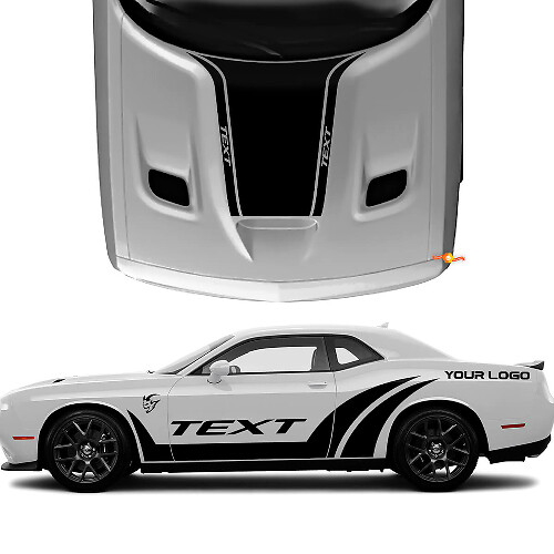 Kit de décalcomanie vinyle personnalisé avec bandes latérales et capot style SRT pour Dodge Challenger