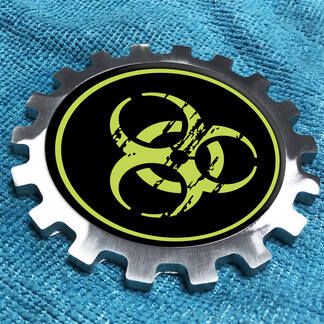 Lime Biohazard Logo en détresse métal aluminium insigne équipement de chevet emblème aluminium
