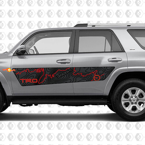 Paire de nouveaux autocollants topographiques de style TRD conçus pour Toyota 4Runner
