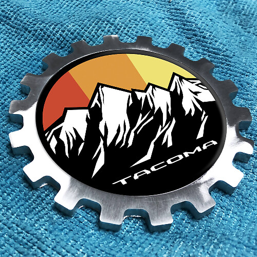 Toyota Tacoma montagnes Logo Vintage métal aluminium Badge chevet équipement emblème aluminium
