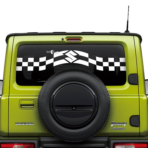 Suzuki JIMNY Bandes de fenêtre arrière Drapeau à damier autocollant graphique
