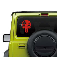 Autocollant en vinyle Tête de Mort Punisher pour lunette arrière Suzuki Jimny_2