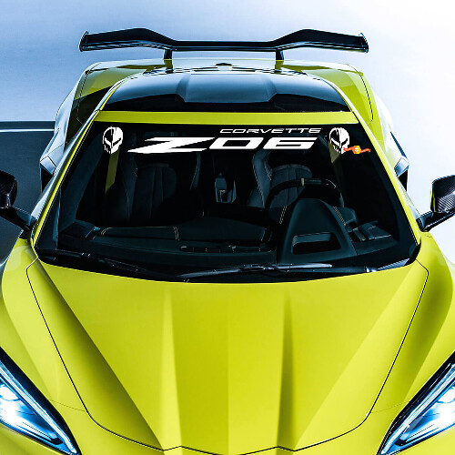 Autocollant en vinyle pour pare-brise Chevrolet Chevy C8 Corvette Z06 Jake Skull
