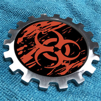 Logo en détresse Biohazard, Badge en métal et aluminium, équipement de chevet, emblème en aluminium
