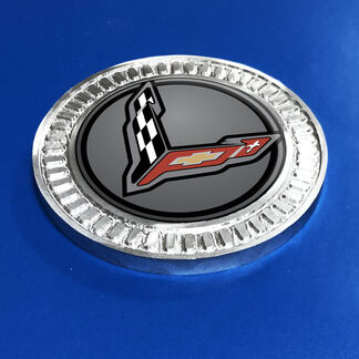 Badge 3D gris Stingray Chevrolet Corvette, emblème en métal et aluminium

