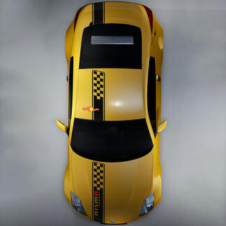 Nissan Skyline GTR R35 Nismo Inspiré R Capot Toit Coffre à Carreaux Stripe Decal Kit
