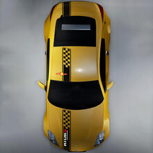 Nissan Skyline GTR R35 Nismo Inspiré R Capot Toit Coffre à Carreaux Stripe Autocollant Kit de Décalcomanie
 2