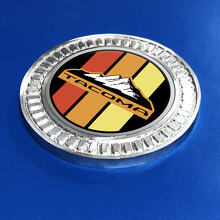 Badge 3D Toyota Tacoma Mountains Vintage TRD Retro Heritage Racing Stripes Emblème en métal et aluminium
 2