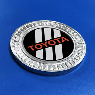 Badge 3D Toyota gris et rouge TRD Retro Heritage Racing Stripes, emblème en métal et aluminium

