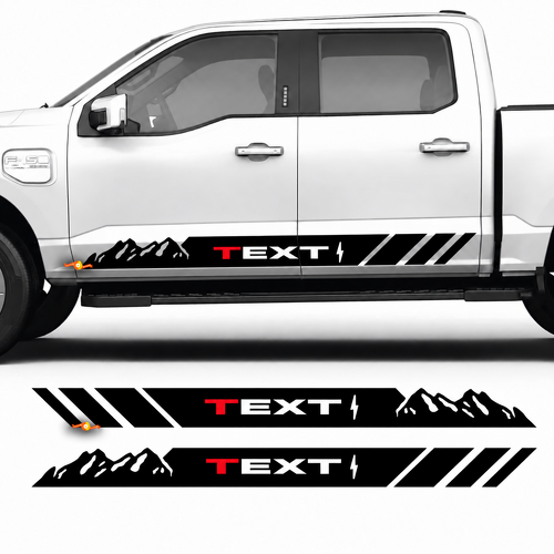 TEXT Mountain Stripes — Autocollant en vinyle (bas de caisse) pour Ford F-150 Lightning