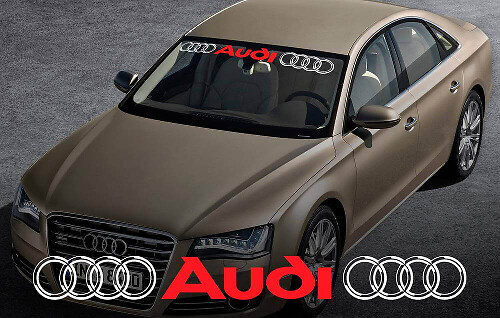 Bandeau de pare-brise Audi avec logo anneaux en vinyle pour véhicules Audi