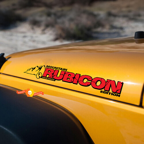 Autocollant latéral de capot Jeep Rubicon Mountains avec coordonnées JL JK CJ TJ YJ
