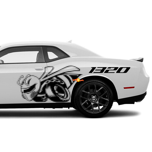 Autocollant Vinyle Latéral Style Drag Bee 1320 pour Dodge Challenger 2015-2023