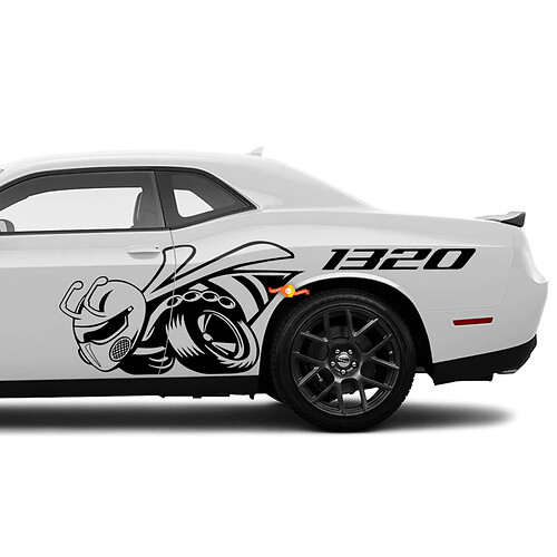 Kit d'autocollants latéraux en vinyle Drag Bee 1320, pour Dodge Challenger R/T Scat Pack 1320
