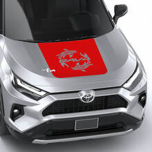 Autocollant en vinyle logo Koi Carp & Rav4 pour capot Toyota RAV4_3