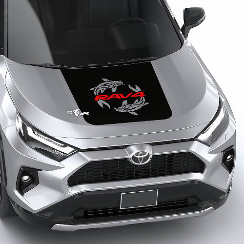 Autocollant vinyle logo Two Carps et Rav4 pour capot Toyota RAV4