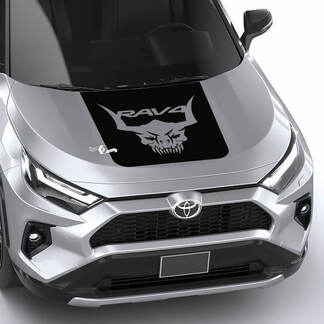 Conception de crâne avec cornes RAV4 Hood Vinyl Decal Graphic Sticker adapté à Toyota RAV4
