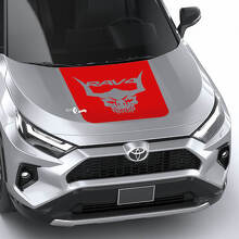 Conception de crâne avec cornes RAV4 Hood Vinyl Decal Graphic Sticker adapté à Toyota RAV4
 2
