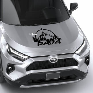 Boussole avec montagnes arbres RAV4 capot vinyle autocollant graphique adapté à Toyota RAV4
 1